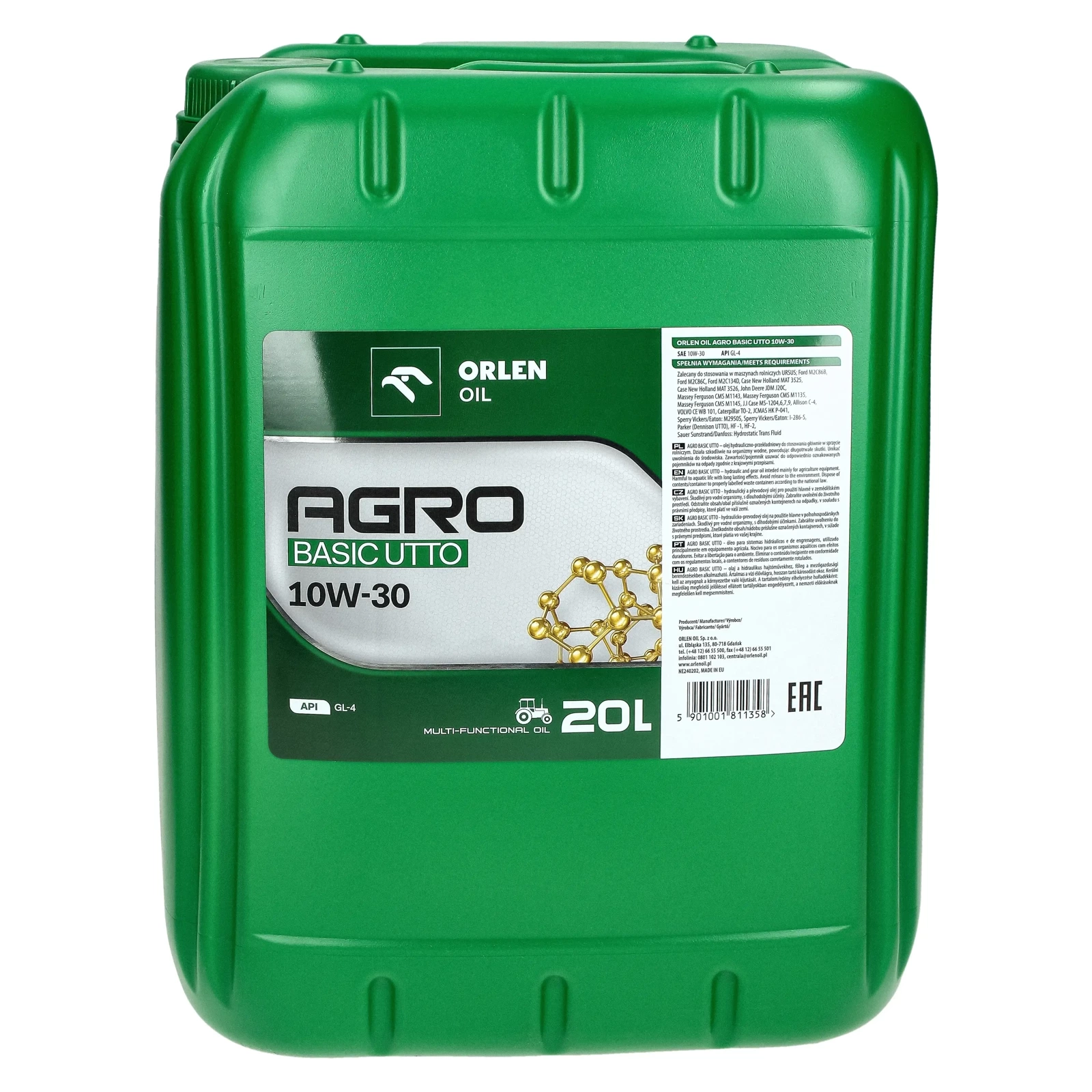 Olej hydrauliczno-przekładniowy Orlen AGRO BASIC UTTO 10W-30 20L